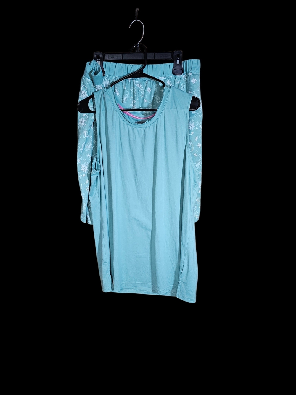 Muk Luks Women's Light Teal Tank Top and Printed Pajama Shorts Set